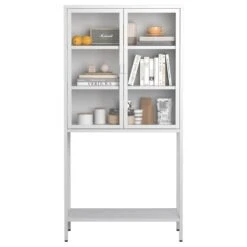 59 In. H Heavy-Duty Metal Storage Cabinet: Ideal For Home Office, Living Room And Pantry In White -FURITURE SALE SHOP white tahanbath pantry organizers z w2735p186331 4f 1000