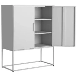 Heavy Duty Metal Buffet-Modern Steel Cabinet With Magnetic Doors, 2-Shelves, Anti-Tip Design; Easy Assembly In White 12 Heavy Duty Metal Buffet-Modern Steel Cabinet With Magnetic Doors, 2-Shelves, Anti-Tip Design; Easy Assembly In White -FURITURE SALE SHOP white tahanbath pantry organizers z w2735p186337 44 1000