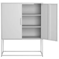 Heavy Duty Metal Buffet-Modern Steel Cabinet With Magnetic Doors, 2-Shelves, Anti-Tip Design; Easy Assembly In White 13 Heavy Duty Metal Buffet-Modern Steel Cabinet With Magnetic Doors, 2-Shelves, Anti-Tip Design; Easy Assembly In White -FURITURE SALE SHOP white tahanbath pantry organizers z w2735p186337 fa 1000