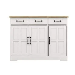 Cabinet Storage Sideboard With 3 Drawers And 3 Doors For Dining Living Room Kitchen Cupboard-White -FURITURE SALE SHOP white tahanbath pantry organizers z w282138084 c3 1000