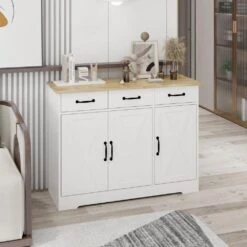 Farmhouse Buffet Cabinet Storage Sideboard With 3-Drawers And 3-Doors For Dining Living Room Kitchen Cupboard-White 17 Farmhouse Buffet Cabinet Storage Sideboard With 3-Drawers And 3-Doors For Dining Living Room Kitchen Cupboard-White -FURITURE SALE SHOP white tahanbath pantry organizers z w282138085 44 1000