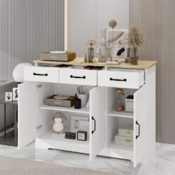 Farmhouse Buffet Cabinet Storage Sideboard With 3-Drawers And 3-Doors For Dining Living Room Kitchen Cupboard-White 15 Farmhouse Buffet Cabinet Storage Sideboard With 3-Drawers And 3-Doors For Dining Living Room Kitchen Cupboard-White -FURITURE SALE SHOP white tahanbath pantry organizers z w282138085 4f 1000
