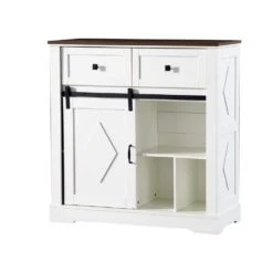39 In. White And Walnut Sliding Barn Door Buffet Sideboard-Coffee Bar W/ Storage And 2 Drawer For Dining And Living Room 12 39 In. White And Walnut Sliding Barn Door Buffet Sideboard-Coffee Bar W/ Storage And 2 Drawer For Dining And Living Room -FURITURE SALE SHOP white tahanbath pantry organizers z w2948p245259 40 1000