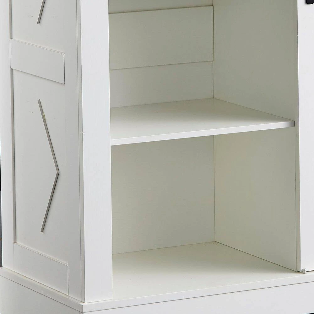 39 In. White And Walnut Sliding Barn Door Buffet Sideboard-Coffee Bar W/ Storage And 2 Drawer For Dining And Living Room 5 39 In. White And Walnut Sliding Barn Door Buffet Sideboard-Coffee Bar W/ Storage And 2 Drawer For Dining And Living Room - Image 5