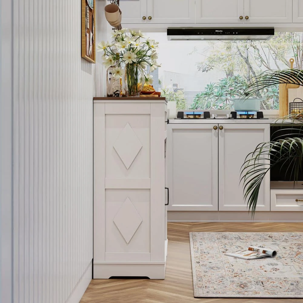 39 In. White And Walnut Sliding Barn Door Buffet Sideboard-Coffee Bar W/ Storage And 2 Drawer For Dining And Living Room 2 39 In. White And Walnut Sliding Barn Door Buffet Sideboard-Coffee Bar W/ Storage And 2 Drawer For Dining And Living Room - Image 2