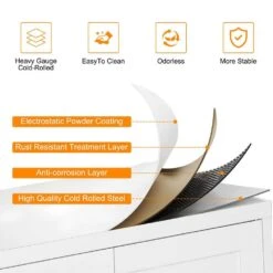 White Metal Storage Cabinet With Adjustable Shelves-Ideal For Kitchen, Living Room, And Dining Room -FURITURE SALE SHOP white tahanbath pantry organizers z w328p194192 4f 1000