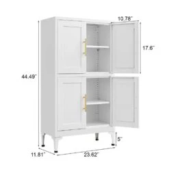 Must-Have White Metal Storage Cabinet: Adjustable Leveling Foot For Kitchen, Living And Dining Rooms In White -FURITURE SALE SHOP white tahanbath pantry organizers z w328p195206 1f 1000