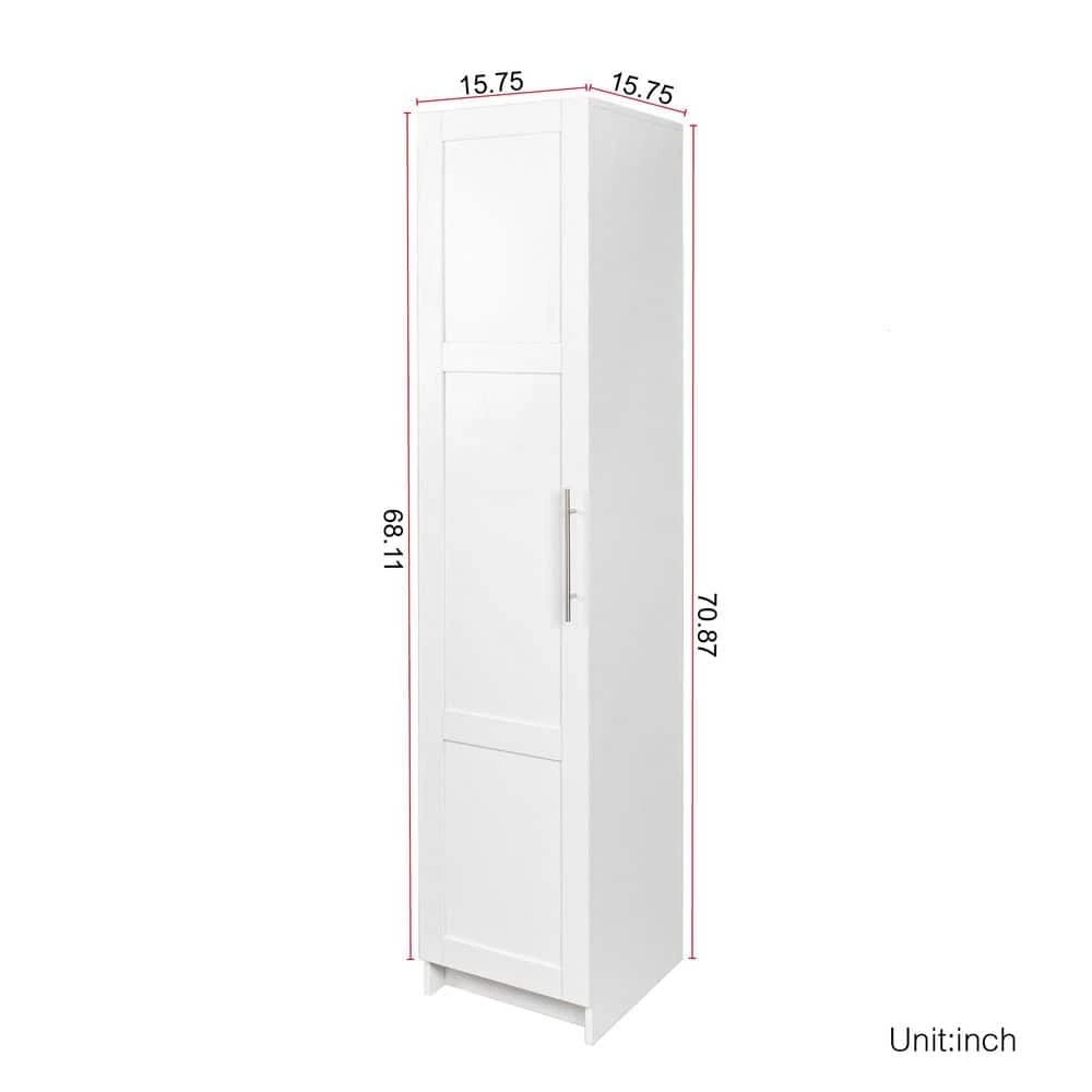 Stackable Wall Mounted Storage Cabinet, 15.75 In. D X 15.75 In. W X 70.87 In. H, White 5 Stackable Wall Mounted Storage Cabinet, 15.75 In. D X 15.75 In. W X 70.87 In. H, White - Image 5