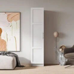 Stackable Wall Mounted Storage Cabinet, 15.75 In. D X 15.75 In. W X 70.87 In. H, White