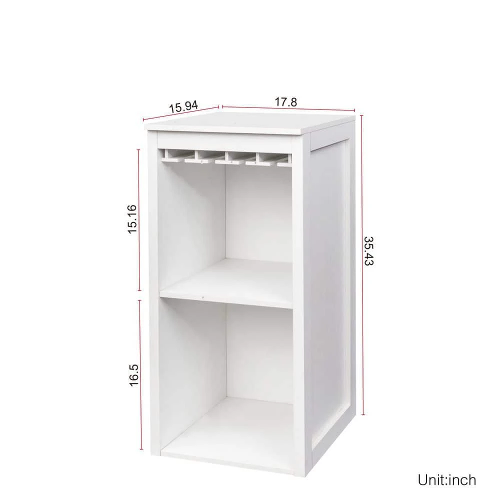 WHITE Color Modular Wine Bar Cabinet With Storage Shelves With Hutch For Dining Room 2 WHITE Color Modular Wine Bar Cabinet With Storage Shelves With Hutch For Dining Room - Image 2