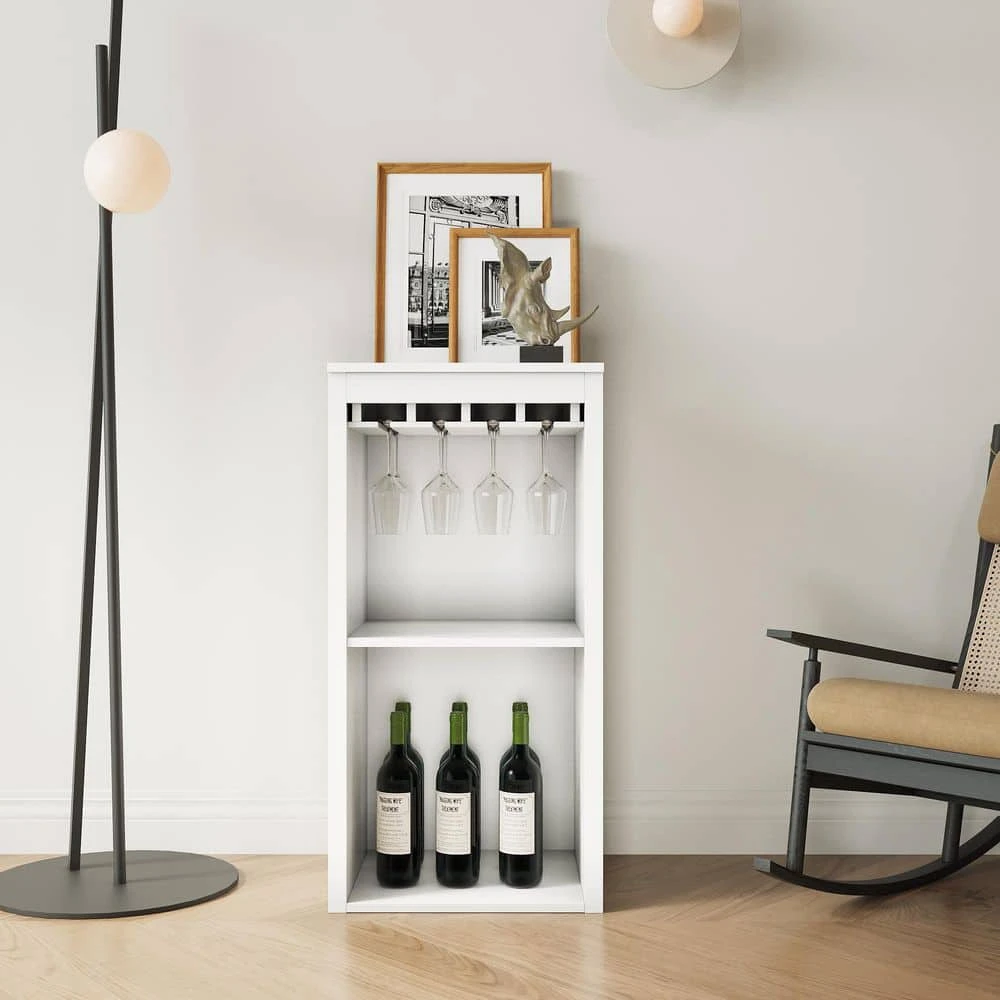 WHITE Color Modular Wine Bar Cabinet With Storage Shelves With Hutch For Dining Room 7 WHITE Color Modular Wine Bar Cabinet With Storage Shelves With Hutch For Dining Room - Image 7