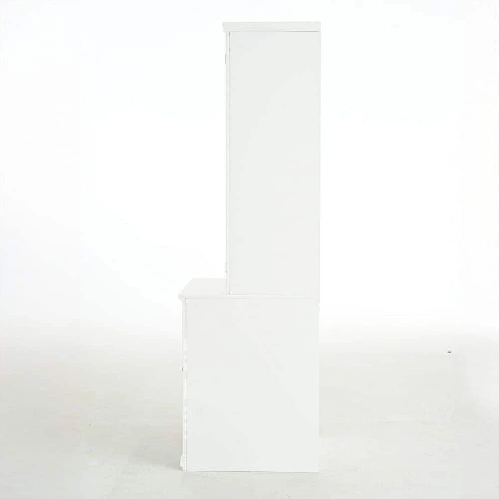 75.25 In. Tall White Freestanding Pantry Cabinet: Glass Door And Lattice Window 2 75.25 In. Tall White Freestanding Pantry Cabinet: Glass Door And Lattice Window - Image 2