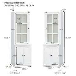 75.25 In. Tall White Freestanding Pantry Cabinet: Glass Door And Lattice Window 11 75.25 In. Tall White Freestanding Pantry Cabinet: Glass Door And Lattice Window -FURITURE SALE SHOP white tahanbath pantry organizers z w688134377 c3 1000