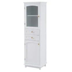 63 In.Tall Bathroom Storage Cabinet – Glass Doors, 2 Drawers, Adjustable Shelves In White 16 63 In.Tall Bathroom Storage Cabinet – Glass Doors, 2 Drawers, Adjustable Shelves In White -FURITURE SALE SHOP white tahanbath pantry organizers z w688p194052 44 1000