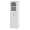 63 In.Tall Bathroom Storage Cabinet – Glass Doors, 2 Drawers, Adjustable Shelves In White