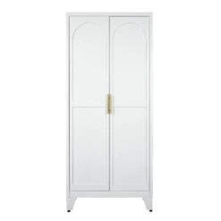 71 In. Metal Storage Cabinet: 2-Shapely Doors, Adjustable Shelves In White
