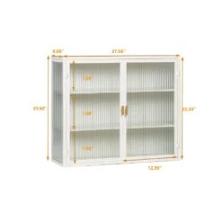 Modern Three-Door Glass Wall Cabinet With Three-Tier Storage In White -FURITURE SALE SHOP white tahanbath pantry organizers z w757119328 76 1000