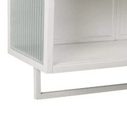 Modern 23.62" Two-Door Wall Cabinet With Glass Doors, Two-Tier Storage, Open Shelf & Towel Rack-Multiple Rooms In White -FURITURE SALE SHOP white tahanbath pantry organizers z w757119332 4f 1000