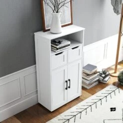Farmhouse Storage Cabinet – Double Doors And Adjustable Shelves InWhite 12 Farmhouse Storage Cabinet – Double Doors And Adjustable Shelves InWhite -FURITURE SALE SHOP white tahanbath pantry organizers z w757125770 1d 1000