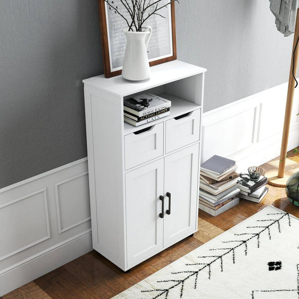 Farmhouse Storage Cabinet – Double Doors And Adjustable Shelves InWhite 3 Farmhouse Storage Cabinet – Double Doors And Adjustable Shelves InWhite - Image 3