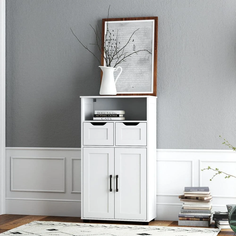 Farmhouse Storage Cabinet – Double Doors And Adjustable Shelves InWhite 7 Farmhouse Storage Cabinet – Double Doors And Adjustable Shelves InWhite - Image 7