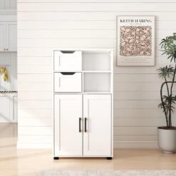 Farmhouse Storage Cabinet – Double Doors And Adjustable Shelves InWhite 15 Farmhouse Storage Cabinet – Double Doors And Adjustable Shelves InWhite -FURITURE SALE SHOP white tahanbath pantry organizers z w757125770 4f 1000