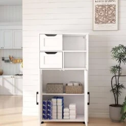 Farmhouse Storage Cabinet – Double Doors And Adjustable Shelves InWhite 19 Farmhouse Storage Cabinet – Double Doors And Adjustable Shelves InWhite -FURITURE SALE SHOP white tahanbath pantry organizers z w757125770 76 1000