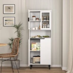 Tall Tempered Glass Door Bookcase: 4-Doors, Adjustable Shelves In White 15 Tall Tempered Glass Door Bookcase: 4-Doors, Adjustable Shelves In White -FURITURE SALE SHOP white tahanbath pantry organizers z w757p144008 76 1000