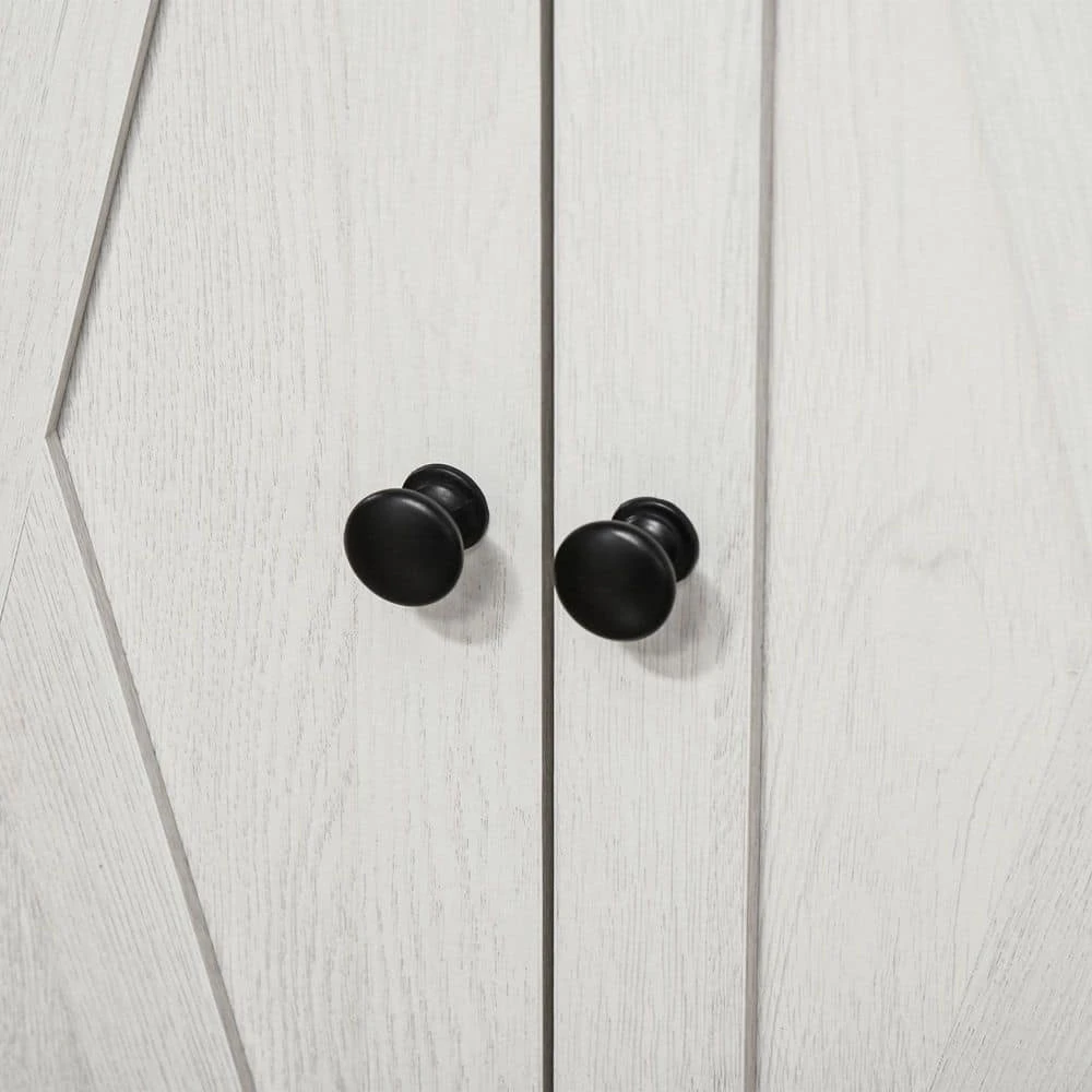 Farmhouse Barn Door Accent Cabinet: Double Doors, Drawer, Adjustable Shelf In White 6 Farmhouse Barn Door Accent Cabinet: Double Doors, Drawer, Adjustable Shelf In White - Image 6