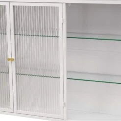 3-Door Arched Wall Mounted Glass Cabinets For Kitchen, Living Room And Bathroom (White) -FURITURE SALE SHOP white tahanbath pantry organizers z w757p221502 4f 1000
