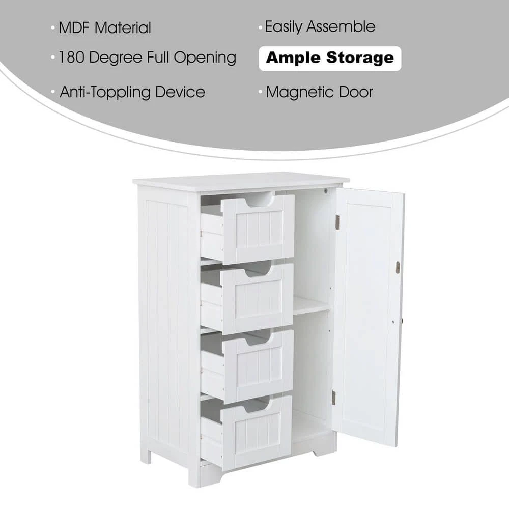 Small Bathrooom Storage Cabinet, Freestanding Storage Cabinet EntryWay Cabinet Home Storage For Living Room In White 2 Small Bathrooom Storage Cabinet, Freestanding Storage Cabinet EntryWay Cabinet Home Storage For Living Room In White - Image 2