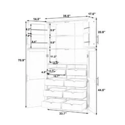 70.9 In. Kitchen Pantry: 4-Doors, 8-Trays, Adjustable Shelf InWhite 10 70.9 In. Kitchen Pantry: 4-Doors, 8-Trays, Adjustable Shelf InWhite -FURITURE SALE SHOP white tahanbath pantry organizers z wf315593aad 4f 1000