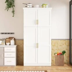 70.9 In. Kitchen Pantry: 4-Doors, 8-Trays, Adjustable Shelf InWhite 14 70.9 In. Kitchen Pantry: 4-Doors, 8-Trays, Adjustable Shelf InWhite -FURITURE SALE SHOP white tahanbath pantry organizers z wf315593aad 76 1000