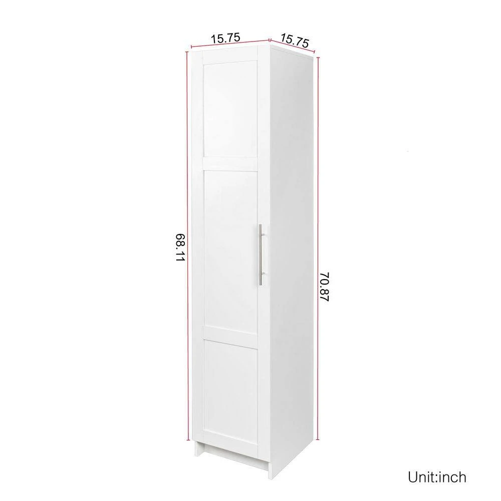 Stackable Wall Mounted Storage Cabinet, 15.75 In. D X 15.75in.W X 70.87in.H, White 7 Stackable Wall Mounted Storage Cabinet, 15.75 In. D X 15.75in.W X 70.87in.H, White - Image 7