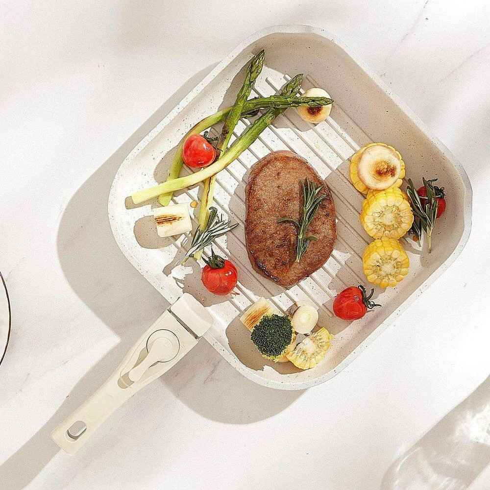 17-Piece Pots And Pans Set Stainless Steel Granite Nonstick Kitchen Cookware Induction White 2 17-Piece Pots And Pans Set Stainless Steel Granite Nonstick Kitchen Cookware Induction White - Image 2