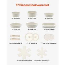 17-Piece Pots And Pans Set Stainless Steel Granite Nonstick Kitchen Cookware Induction White 10 17-Piece Pots And Pans Set Stainless Steel Granite Nonstick Kitchen Cookware Induction White -FURITURE SALE SHOP white tahanbath pot pan sets z w2201p190850 c3 1000
