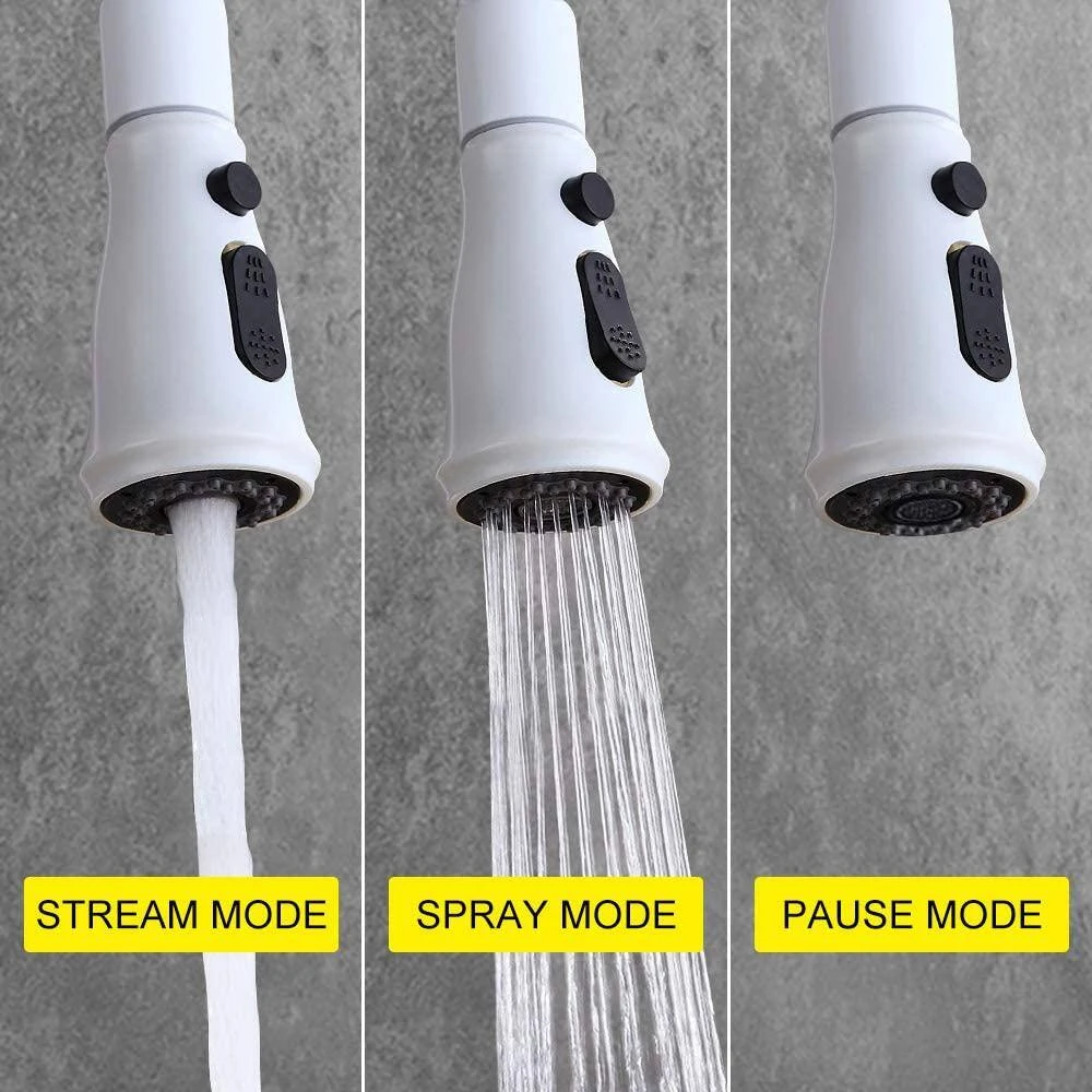 16.53 In. Kitchen Faucet With Pull Out 360 Degree Spout Swivel In White 4 16.53 In. Kitchen Faucet With Pull Out 360 Degree Spout Swivel In White - Image 4