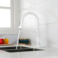 16.53 In. Kitchen Faucet With Pull Out 360 Degree Spout Swivel In White 9 16.53 In. Kitchen Faucet With Pull Out 360 Degree Spout Swivel In White -FURITURE SALE SHOP white tahanbath pull out kitchen faucets z w2287p183101 4f 1000