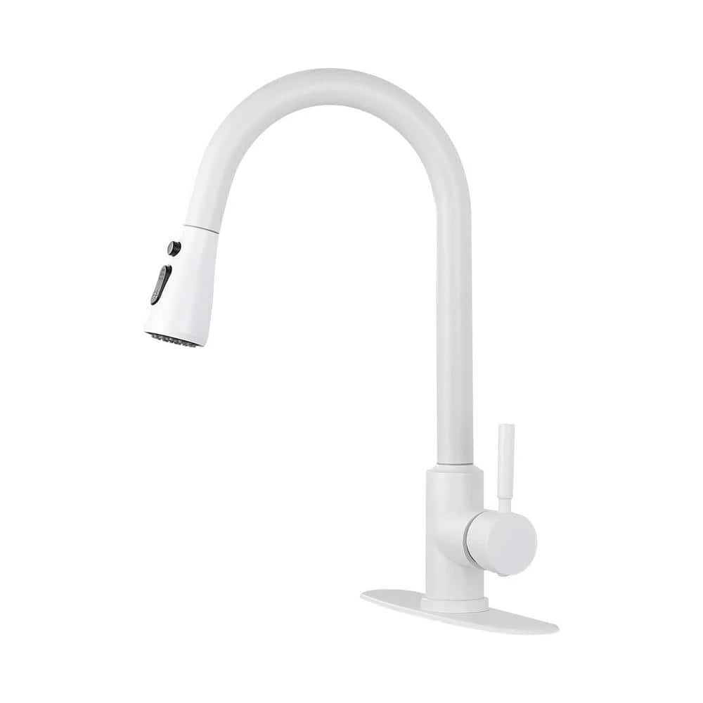 16.53 In. Kitchen Faucet With Pull Out 360 Degree Spout Swivel In White 1 16.53 In. Kitchen Faucet With Pull Out 360 Degree Spout Swivel In White