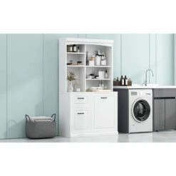 39.30 In. D X 16.50 In. W × 70.90 In. H White Bathroom Storage Cabinet Pantry With Tilt-Out Hamper-Drawers 15 39.30 In. D X 16.50 In. W × 70.90 In. H White Bathroom Storage Cabinet Pantry With Tilt-Out Hamper-Drawers -FURITURE SALE SHOP white tahanbath ready to assemble kitchen cabinets n725p278420k 1f 1000