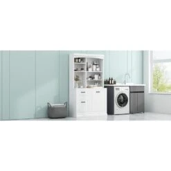 39.30 In. D X 16.50 In. W × 70.90 In. H White Bathroom Storage Cabinet Pantry With Tilt-Out Hamper-Drawers 12 39.30 In. D X 16.50 In. W × 70.90 In. H White Bathroom Storage Cabinet Pantry With Tilt-Out Hamper-Drawers -FURITURE SALE SHOP white tahanbath ready to assemble kitchen cabinets n725p278420k 40 1000