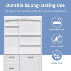 39.30 In. D X 16.50 In. W × 70.90 In. H White Bathroom Storage Cabinet Pantry With Tilt-Out Hamper-Drawers 18 39.30 In. D X 16.50 In. W × 70.90 In. H White Bathroom Storage Cabinet Pantry With Tilt-Out Hamper-Drawers -FURITURE SALE SHOP white tahanbath ready to assemble kitchen cabinets n725p278420k 76 1000