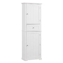 11.00 In.W X 22.00 In.D X 67.70 In. H Ready To Assemble Tall Bath Storage Cabinet, With Drawer And Shelf, White