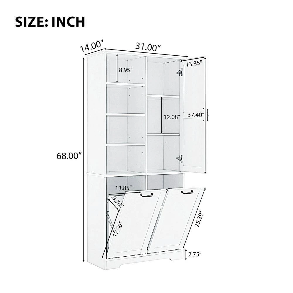 14.00 In. W X 31.00 In. D X 68.00 In. H Bathroom Storage Wall Cabinet In White 4 14.00 In. W X 31.00 In. D X 68.00 In. H Bathroom Storage Wall Cabinet In White - Image 4