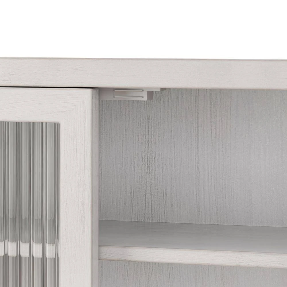 Vintage 24.8 In. Glass Double-Door Cabinet With 3 Tiers & Towel Rack-White Washed 7 Vintage 24.8 In. Glass Double-Door Cabinet With 3 Tiers & Towel Rack-White Washed - Image 7